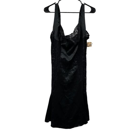 Vintage Evan Picone Black Lace Sleeveless Intimate Lingerie Slip Dress Size L - Picture 1 of 10